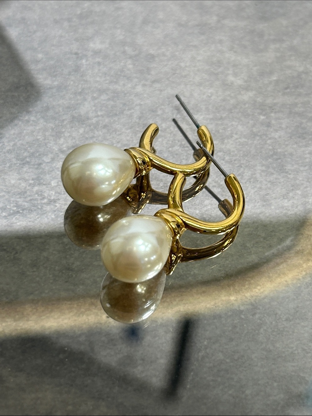 Gold Faux Pearl Drop Earrings - Women Jewelry